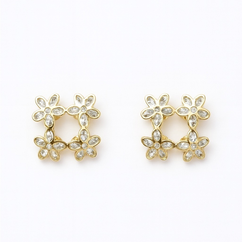 Gold Floral Earrings With Crystals Women’s Earrings